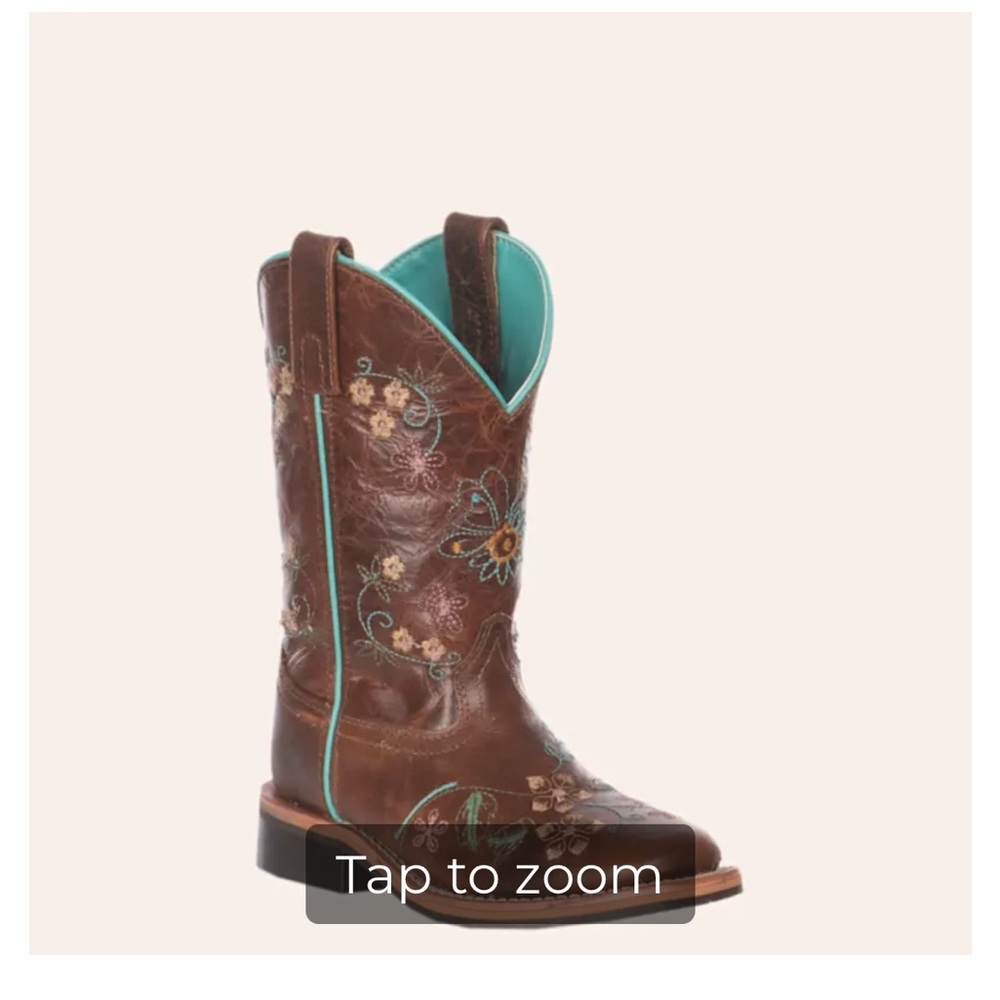 Smoky Mountain Kids Floral Embroidery Leather Cowboy Boots